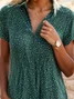 Women's Short Sleeve Blouse Summer Polka Dots Cotton Shirt Collar Daily Going Out Casual Top Green
