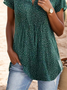Women's Short Sleeve Blouse Summer Polka Dots Cotton Shirt Collar Daily Going Out Casual Top Green