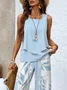Women's Leaf Daily Going Out Two Piece Set Floral Sleeveless Casual Summer Top With Pants Matching Set