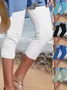 JFN Plain Casual Vacation Capris Legging