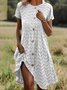 Women's Short Sleeve Summer Plain Crew Neck Daily Going Out Casual Midi A-Line Orange Dress