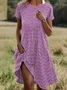 Women's Short Sleeve Summer Plain Crew Neck Daily Going Out Casual Midi A-Line Orange Dress