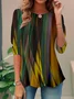 Women's Long Sleeve Tee T-shirt Spring/Fall Random Print Knitted Crew Neck Daily Going Out Casual Top Green