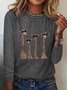 Women's Long Sleeve Tee T-shirt Spring/Fall Deer Cotton-Blend Crew Neck Daily Going Out Casual Top