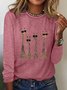 Women's Long Sleeve Tee T-shirt Spring/Fall Deer Cotton-Blend Crew Neck Daily Going Out Casual Top