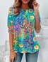 Women's Long Sleeve Tee T-shirt Spring/Fall Floral Jersey Crew Neck Daily Going Out Casual Top Blue
