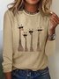 Women's Long Sleeve Tee T-shirt Spring/Fall Deer Cotton-Blend Crew Neck Daily Going Out Casual Top