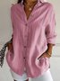 Women's Long Sleeve Shirt Spring/Fall Plain Cotton Shirt Collar Daily Going Out Casual Top 