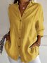 Women's Long Sleeve Shirt Spring/Fall Plain Cotton Shirt Collar Daily Going Out Casual Top 