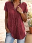 Women's Short Sleeve Blouse Summer Polka Dots Cotton Shirt Collar Daily Going Out Casual Top Green