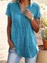 Women's Short Sleeve Blouse Summer Polka Dots Cotton Shirt Collar Daily Going Out Casual Top Green