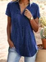 Women's Short Sleeve Blouse Summer Polka Dots Cotton Shirt Collar Daily Going Out Casual Top Green