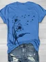 Women Dandelion Short Sleeve Tee T-shirt Crew Neck Casual Summer Top