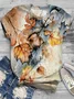 Women's Floral Short Sleeve Tee T-shirt Crew Neck Casual Summer Top