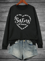 Women Text Letters Crew Neck Casual Spring/Fall Long Sleeve Sweatshirt