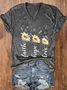 Women's Floral Short Sleeve Tee T-shirt V Neck Casual Summer Top