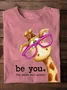 Women Text Letters Long Sleeve Tee T-shirt Crew Neck Casual Spring/Fall Top