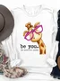 Women Text Letters Long Sleeve Tee T-shirt Crew Neck Casual Spring/Fall Top