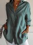 Women's Long Sleeve Shirt Spring/Fall Plain Cotton Shirt Collar Daily Going Out Casual Top 