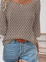 Women Abstract Graphic Three Quarter Sleeve Blouse Spring/Fall Square Neck Daily Casual Top
