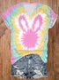 Women's Rabbit Short Sleeve Tee T-shirt V Neck Casual Summer Top