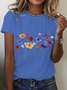 Women's Short Sleeve Tee T-shirt Summer Floral Crew Neck Casual Top