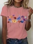 Women's Short Sleeve Tee T-shirt Summer Floral Crew Neck Casual Top