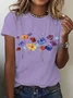 Women's Short Sleeve Tee T-shirt Summer Floral Crew Neck Casual Top