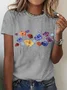 Women's Short Sleeve Tee T-shirt Summer Floral Crew Neck Casual Top