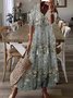 Women's Floral Half Sleeve Summer Dress V Neck Daily Casual Maxi A-Line Dress
