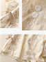Women Plain Three Quarter Sleeve Blouse Spring/Fall Embroidery Shirt Collar Daily Casual Top