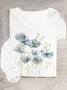 Women Floral Long Sleeve Tee T-shirt Crew Neck Casual Spring/Fall Top