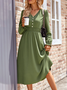 Women's Plain Long Sleeve Spring/Fall Dress Crew Neck Daily Casual Midi H-Line Dress