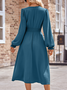 Women's Plain Long Sleeve Spring/Fall Dress Crew Neck Daily Casual Midi H-Line Dress