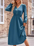 Women's Plain Long Sleeve Spring/Fall Dress Crew Neck Daily Casual Midi H-Line Dress