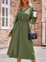 Women's Plain Long Sleeve Spring/Fall Dress Crew Neck Daily Casual Midi H-Line Dress