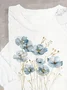 Women Floral Long Sleeve Tee T-shirt Crew Neck Casual Spring/Fall Top