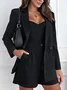 Women Plain Pocket Stitching Two-Piece Set Daily Long Sleeve Casual Spring/Fall Top With Pants Matching Set