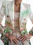 Women's Floral Spring/Fall Outerwear Casual Buckle Long Sleeve Shawl Collar Regular Blazer