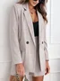 Women Plain Pocket Stitching Two-Piece Set Daily Long Sleeve Casual Spring/Fall Top With Pants Matching Set