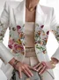 Women's Floral Spring/Fall Outerwear Casual Buckle Long Sleeve Shawl Collar Regular Blazer