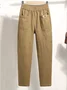 Women's Elastic Waist H-Line Straight Pants Daily Going Out Pants Casual Pocket Stitching Cotton Plain Spring/Fall Pants
