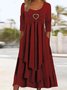 Women's Long Sleeve Spring/Fall Geometric Buckle Jersey Dress Crew Neck Daily Going Out Casual Maxi X-Line