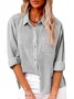 Women's Long Sleeve Shirt Spring/Fall Plain Cotton Shirt Collar Daily Going Out Casual Top