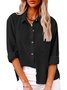 Women's Long Sleeve Shirt Spring/Fall Plain Cotton Shirt Collar Daily Going Out Casual Top