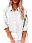Women's Long Sleeve Shirt Spring/Fall Plain Cotton Shirt Collar Daily Going Out Casual Top