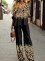 Women's Jersey Geometric Daily Going Out Two Piece Set Long Sleeve Casual Spring/Fall Top With Pants Matching Set