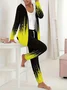 Women's Jersey Geometric Daily Going Out Two Piece Set Long Sleeve Casual Spring/Fall Top With Pants Matching Set