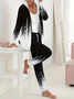 Women's Jersey Geometric Daily Going Out Two Piece Set Long Sleeve Casual Spring/Fall Top With Pants Matching Set