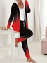 Women's Jersey Geometric Daily Going Out Two Piece Set Long Sleeve Casual Spring/Fall Top With Pants Matching Set